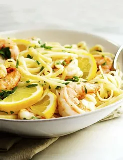 Shrimp pasta recipe with lemon garlic butter sauce Tuscan style